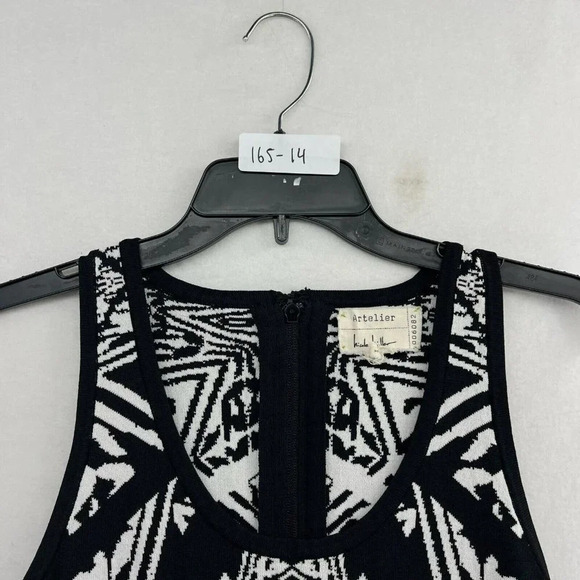 Artelier Nicole Miller Dress Women's Sz L Black Patterned Bodycon Sccop Neck - Picture 13 of 13